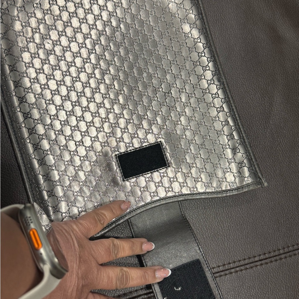Gucci Silver Metallic Monogram Tablet Sleeve - image 2